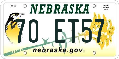 NE license plate 70ET57