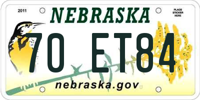 NE license plate 70ET84