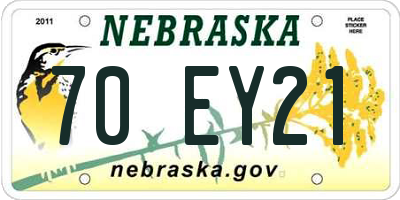 NE license plate 70EY21