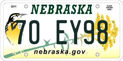 NE license plate 70EY98