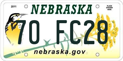 NE license plate 70FC28