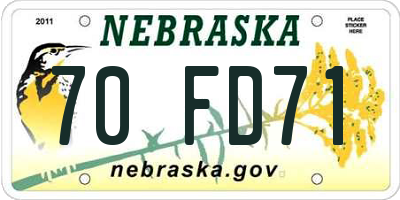 NE license plate 70FD71