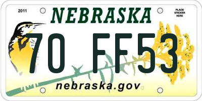 NE license plate 70FF53