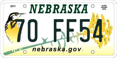 NE license plate 70FF54
