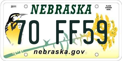 NE license plate 70FF59
