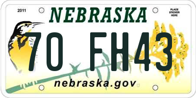NE license plate 70FH43