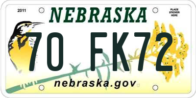 NE license plate 70FK72