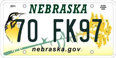 NE license plate 70FK97
