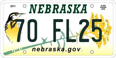 NE license plate 70FL25
