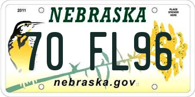 NE license plate 70FL96