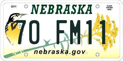 NE license plate 70FM11