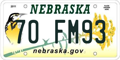 NE license plate 70FM93