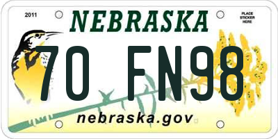 NE license plate 70FN98