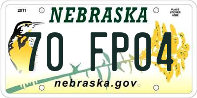 NE license plate 70FP04