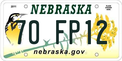 NE license plate 70FP12