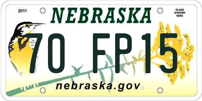 NE license plate 70FP15