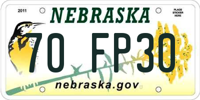 NE license plate 70FP30
