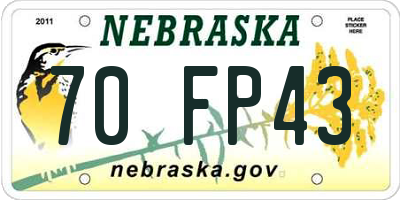 NE license plate 70FP43