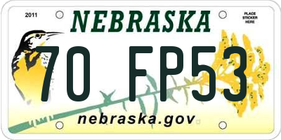 NE license plate 70FP53