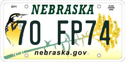 NE license plate 70FP74