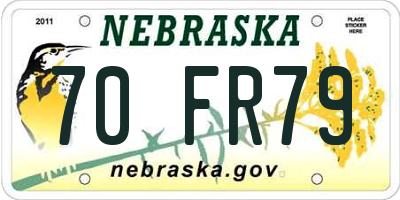 NE license plate 70FR79
