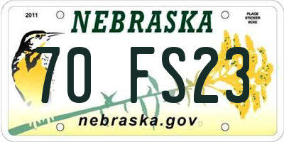 NE license plate 70FS23