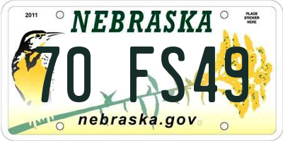 NE license plate 70FS49