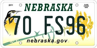NE license plate 70FS96