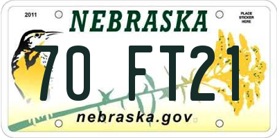 NE license plate 70FT21