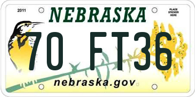 NE license plate 70FT36