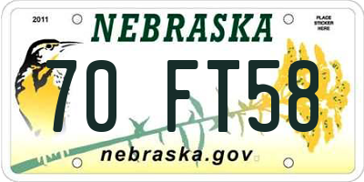 NE license plate 70FT58