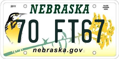 NE license plate 70FT67