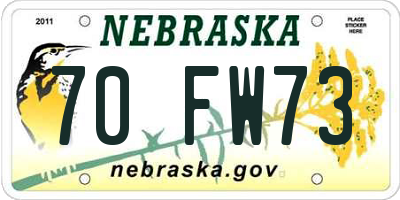 NE license plate 70FW73