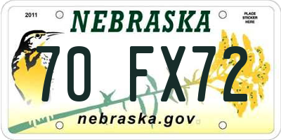NE license plate 70FX72