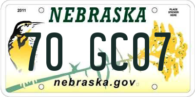 NE license plate 70GC07