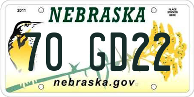 NE license plate 70GD22