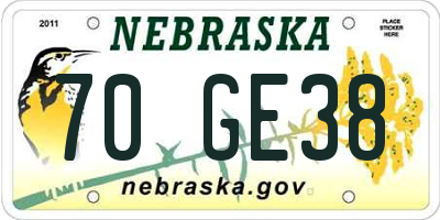 NE license plate 70GE38