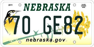 NE license plate 70GE82