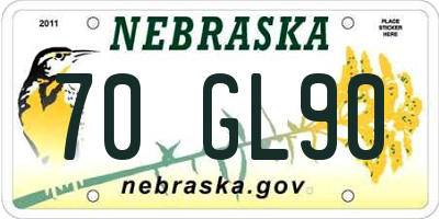 NE license plate 70GL90