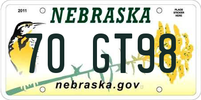 NE license plate 70GT98