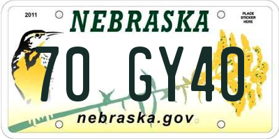 NE license plate 70GY40