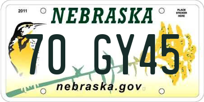 NE license plate 70GY45