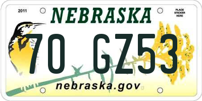 NE license plate 70GZ53