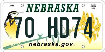 NE license plate 70HD74