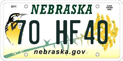 NE license plate 70HF40