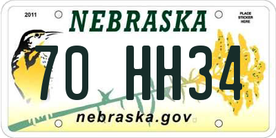 NE license plate 70HH34