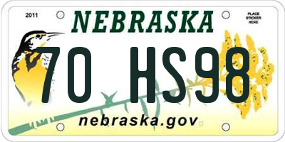 NE license plate 70HS98