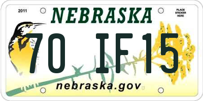 NE license plate 70IF15