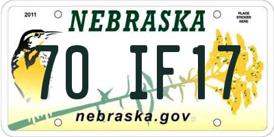 NE license plate 70IF17