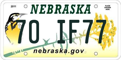 NE license plate 70IF77